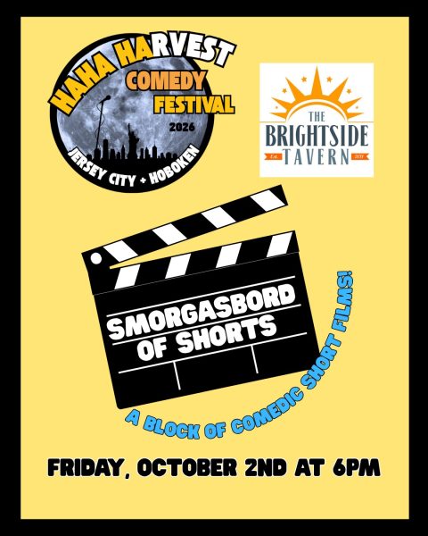 Flyer for Smorgasbord of Shorts, a block of comedic short films, Friday, October 2 at 6:00 pm, Brightside Tavern.